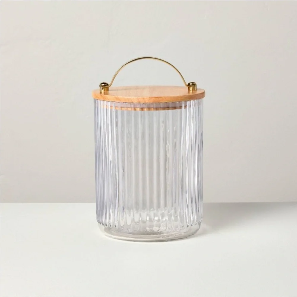 53oz Fluted Glass Storage Canister with Wood Lid - Hearth & Hand™